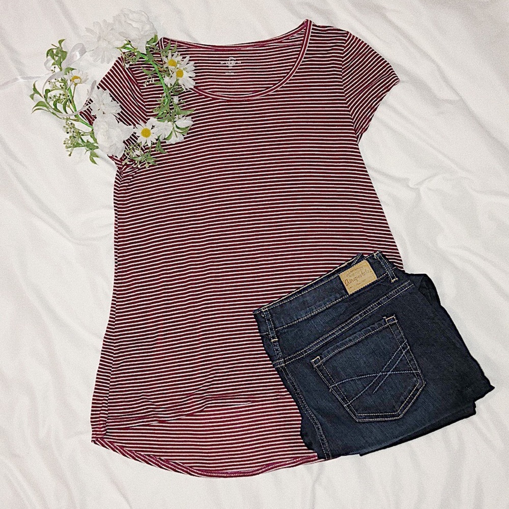 Maroon striped comfy tee